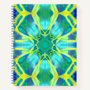 Aqua, Cobalt Blue en Yellow Tie Dye Pattern Notitieboek