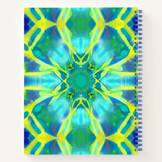 Aqua, Cobalt Blue en Yellow Tie Dye Pattern Notitieboek (Achterkant)