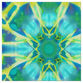 Aqua, Cobalt Blue en Yellow Tie Dye Pattern Stof (Close Up)