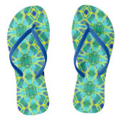 Aqua, Cobalt Blue en Yellow Tie Dye Pattern Teenslippers (Voetbed)