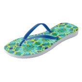 Aqua, Cobalt Blue en Yellow Tie Dye Pattern Teenslippers (Schuin)