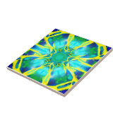 Aqua, Cobalt Blue en Yellow Tie Dye Pattern Tegeltje (Zijkant)