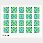 Aqua, Cobalt Blue en Yellow Tie Dye Pattern Vierkante Sticker (Vel)