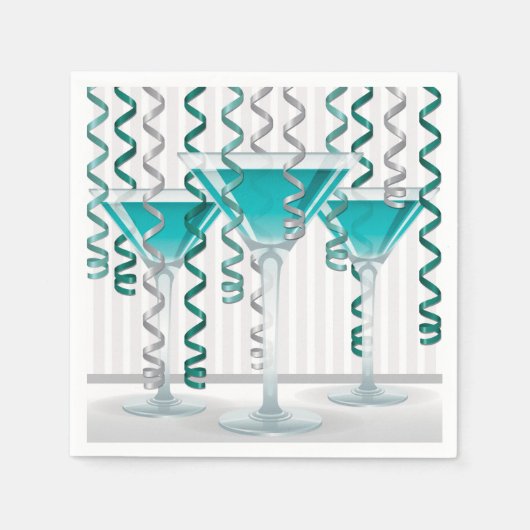 Aqua cocktail en lint servet (Voorkant)