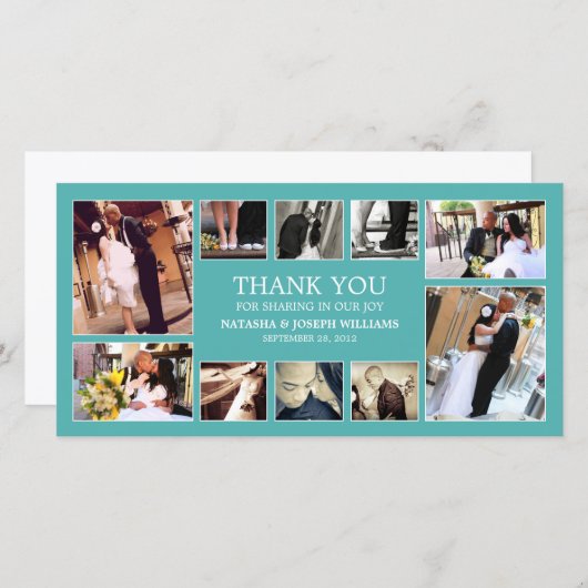 AQUA COLLAGE | BRUILOFT BEDANKT KAART (Voorkant / Achterkant)