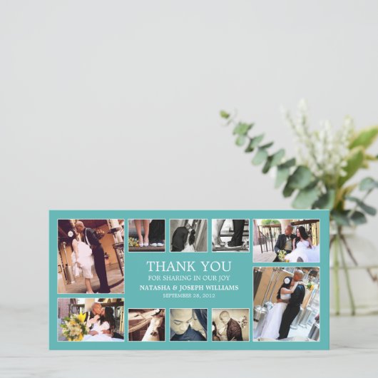 AQUA COLLAGE | BRUILOFT BEDANKT KAART (Staand voorkant)