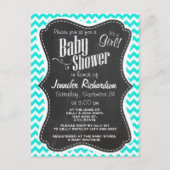 Aqua Color Chevron; Chalkboard uiterlijk Uitnodiging Briefkaart (Voorkant)