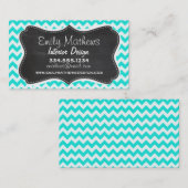Aqua Color Chevron;  Chalkboard uiterlijk Visitekaartje (Voorkant / Achterkant)