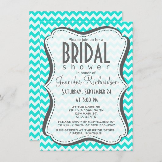 Aqua Color Chevron; zig zag Kaart (Voorkant / Achterkant)