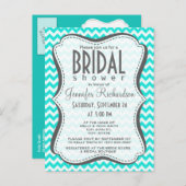 Aqua Color Chevron; zig zag Uitnodiging Briefkaart (Voorkant / Achterkant)