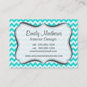 Aqua Color Chevron; zig zag Visitekaartje