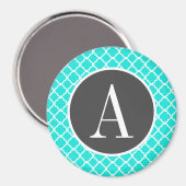 Aqua Color Turquoise Quatrefoil Magneet (Voorkant / Achterkant)