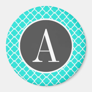 Aqua Color Turquoise Quatrefoil Magneet
