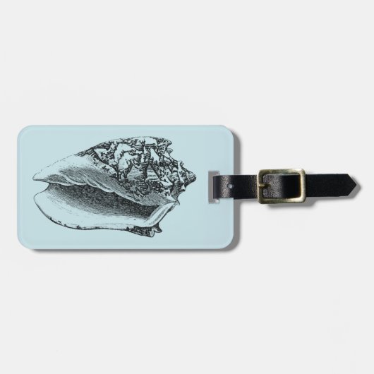 Aqua Conch Shell Bagagelabel (Voorkant horizontaal)