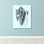 Aqua Conch Shell Canvas Afdruk (Insitu (Houten vloer))