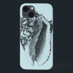 Aqua Conch Shell iPhone 13 Hoesje<br><div class="desc">In dit levendige afbeelding, kunt u in zwart-wit de natuurlijkste en unieke stijl van shell van de Conch dicht zien. Dit unieke type van kunst heeft zwart in de schaduw gesteld om de ruwe randen van dit zee shell te benadrukken. Profiteer vandaag nog van deze kegel met een aqua-achtergrond op...</div>