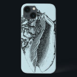 Aqua Conch Shell iPhone 13 Hoesje<br><div class="desc">In dit levendige afbeelding, kunt u in zwart-wit de natuurlijkste en unieke stijl van shell van de Conch dicht zien. Dit unieke type van kunst heeft zwart in de schaduw gesteld om de ruwe randen van dit zee shell te benadrukken. Profiteer vandaag nog van deze kegel met een aqua-achtergrond op...</div>
