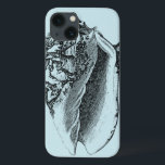 Aqua Conch Shell iPhone 13 Hoesje<br><div class="desc">In dit levendige afbeelding, kunt u in zwart-wit de natuurlijkste en unieke stijl van shell van de Conch dicht zien. Dit unieke type van kunst heeft zwart in de schaduw gesteld om de ruwe randen van dit zee shell te benadrukken. Profiteer vandaag nog van deze kegel met een aqua-achtergrond op...</div>