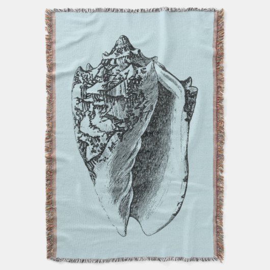 Aqua Conch Shell Deken (Voorkant Verticaal)