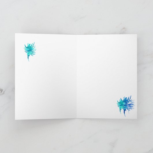 Aqua conch shell golf-silhouette waterverf-douane bedankkaart (Binnen)