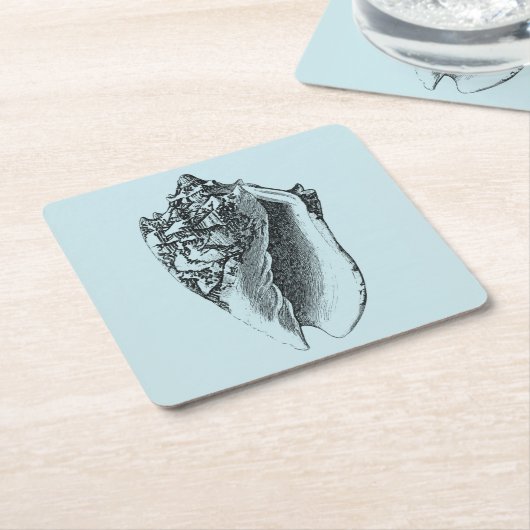 Aqua Conch Shell Kartonnen Onderzetters (Schuin)