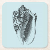 Aqua Conch Shell Kartonnen Onderzetters (Voorkant)