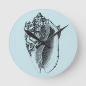 Aqua Conch Shell Ronde Klok (Voorkant)