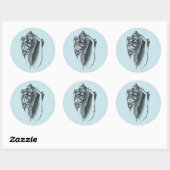 Aqua Conch Shell Ronde Sticker (Vel)