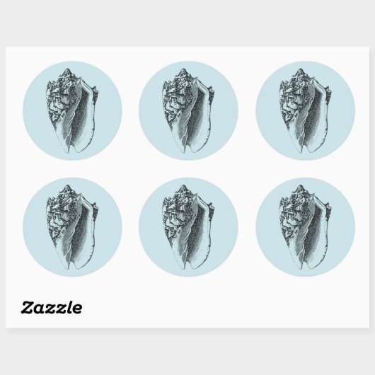 Aqua Conch Shell Ronde Sticker (Vel)