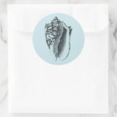 Aqua Conch Shell Ronde Sticker (Tas)