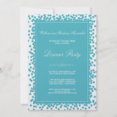 Aqua Confetti Dinner Party Invitation Kaart (Voorkant)