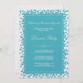 Aqua Confetti Dinner Party Invitation Kaart (Voorkant / Achterkant)