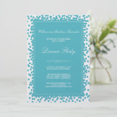 Aqua Confetti Dinner Party Invitation Kaart (Staand voorkant)