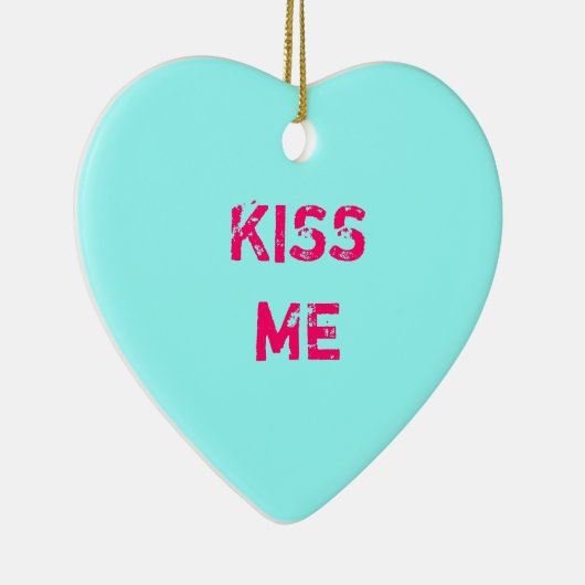 Aqua Conversation Heart Photo Ornament (Rechts)