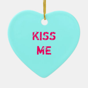Aqua Conversation Heart Photo Ornament