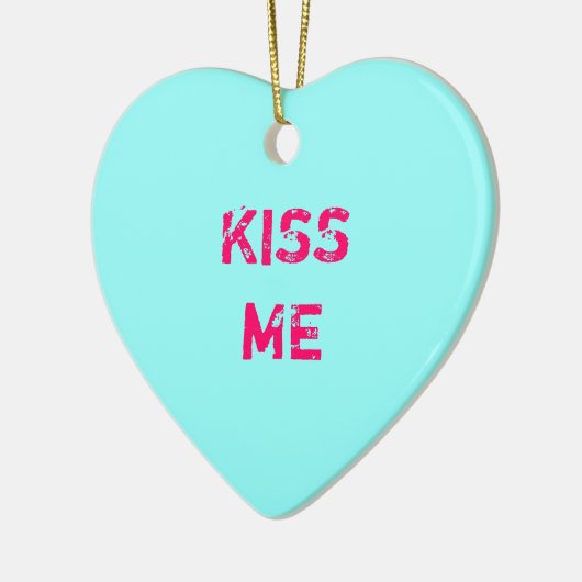 Aqua Conversation Heart Photo Ornament (Links)