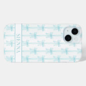 Aqua Coquette Booggestreepte Monogram Case-Mate iPhone Case (Achterkant (horizontaal))