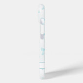 Aqua Coquette Booggestreepte Monogram Case-Mate iPhone Case (Achterkant / Links)