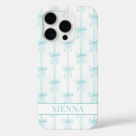 Aqua Coquette Booggestreepte Monogram Case-Mate iPhone Case (Achterkant)