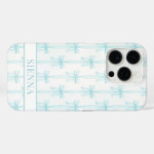 Aqua Coquette Booggestreepte Monogram Case-Mate iPhone Case (Achterkant (horizontaal))