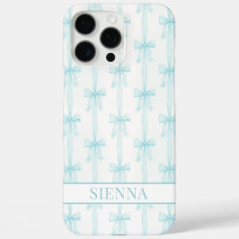 Aqua Coquette Booggestreepte Monogram iPhone 16 Pro Max Hoesje