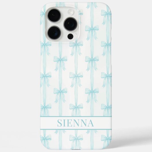 Aqua Coquette Booggestreepte Monogram Case-Mate iPhone Case (Achterkant)