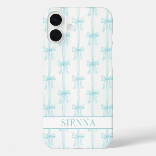 Aqua Coquette Booggestreepte Monogram Case-Mate iPhone Case (Achterkant)