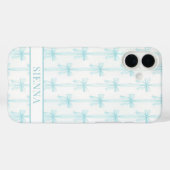 Aqua Coquette Booggestreepte Monogram Case-Mate iPhone Case (Achterkant (horizontaal))