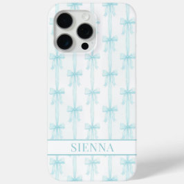 Aqua Coquette Booggestreepte Monogram iPhone 15 Pro Max Hoesje