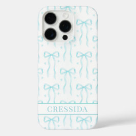 Aqua Coquette Boogjes Monogram iPhone 16 Pro Hoesje