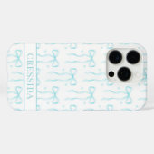 Aqua Coquette Boogjes Monogram Case-Mate iPhone Case (Achterkant (horizontaal))