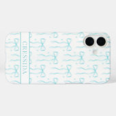 Aqua Coquette Boogjes Monogram Case-Mate iPhone Case (Achterkant (horizontaal))