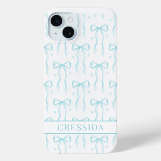 Aqua Coquette Boogjes Monogram Case-Mate iPhone Case (Achterkant)