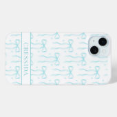 Aqua Coquette Boogjes Monogram Case-Mate iPhone Case (Achterkant (horizontaal))
